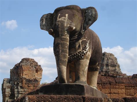 Elephant & Tigers Statue Northwestern Cambodia