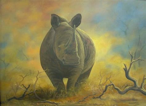 Rhino & Giraffe Painting Botswana